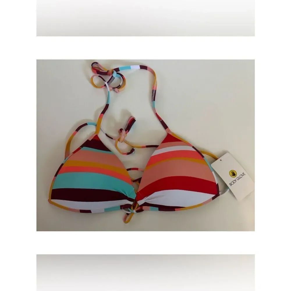 Baby Love Bikini Swimsuit Top Only in Sangria Stripe ~Padded~NWT
